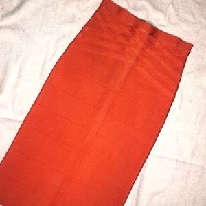Orange Bebe pencil skirt